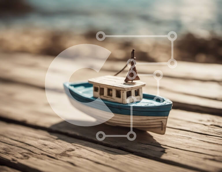 Intra Συλλεκτικό Ξύλινο Παζλ Plywood  4mm - Ξύλινη βάρκα σε μια ήρεμη προκυμαία Σε Ξύλινο Κουτί - Διαστάσεις: 10x10 cm – 25 κομμάτια