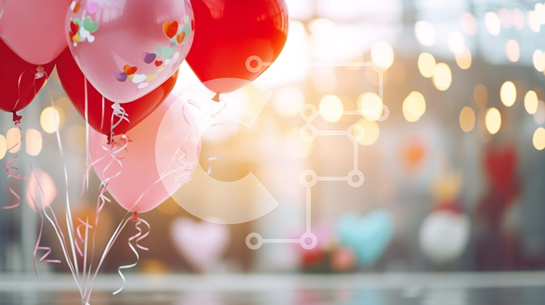 Intra Συλλεκτικό Ξύλινο Παζλ Plywood  4mm - Πολύχρωμα μπαλόνια με σχέδια καρδιών Σε Ξύλινο Κουτί - Διαστάσεις Puzzle: 10x10 cm – 25 κομμάτια