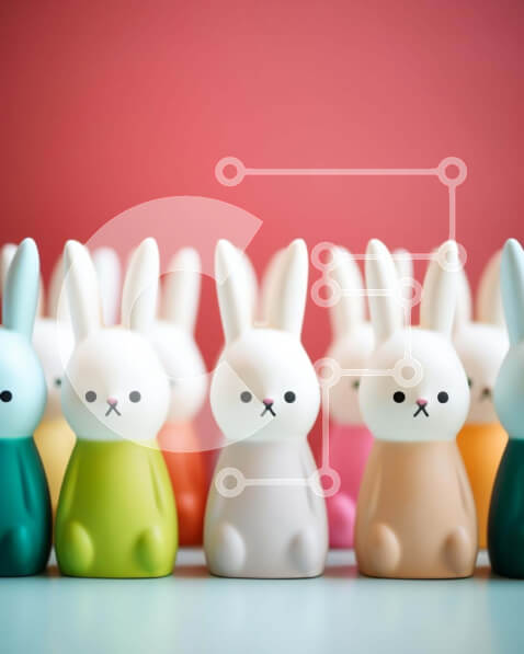 Intra Συλλεκτικό Ξύλινο Παζλ Plywood  4mm - Πολύχρωμα ειδώλια λαγουδάκι στο τραπέζι Σε Ξύλινο Κουτί - Διαστάσεις: 10x10 cm – 25 κομμάτια