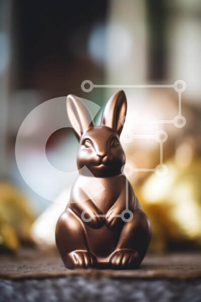 Intra Συλλεκτικό Ξύλινο Παζλ Plywood  4mm - Ειδώλιο λαγουδάκι του Πάσχα σε χρυσές σοκολάτες Σε Ξύλινο Κουτί - Διαστάσεις: 10x10 cm – 25 κομμάτια