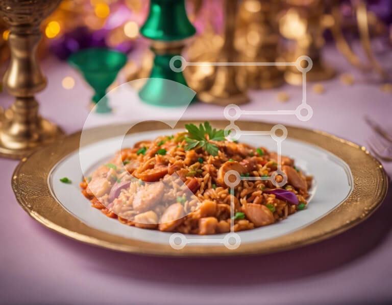 Σετ των 2 Intra Συλλεκτικό Ξύλινο Παζλ Plywood  4mm - Νόστιμο ρύζι, φασόλια και μπιζέλια σε ένα χρυσό πιάτο Σε Ξύλινο Κουτί - Διαστάσεις: 10x10 cm – 25 κομμάτια