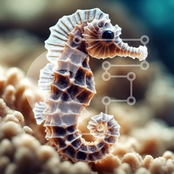 Intra Συλλεκτικό Ξύλινο Παζλ Plywood  4mm - Ιππόκαμπος σε κοραλλιογενή ύφαλο Σε Ξύλινο Κουτί - Διαστάσεις: 10x10 cm – 25 κομμάτια