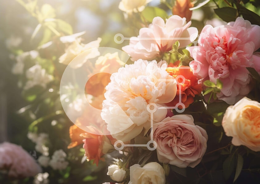 Intra Συλλεκτικό Ξύλινο Παζλ Plywood  4mm - Ζωντανό μπουκέτο από ροζ, λευκά και κίτρινα λουλούδια με πράσινα φύλλα Σε Ξύλινο Κουτί - Διαστάσεις: 10x10 cm – 25 κομμάτια