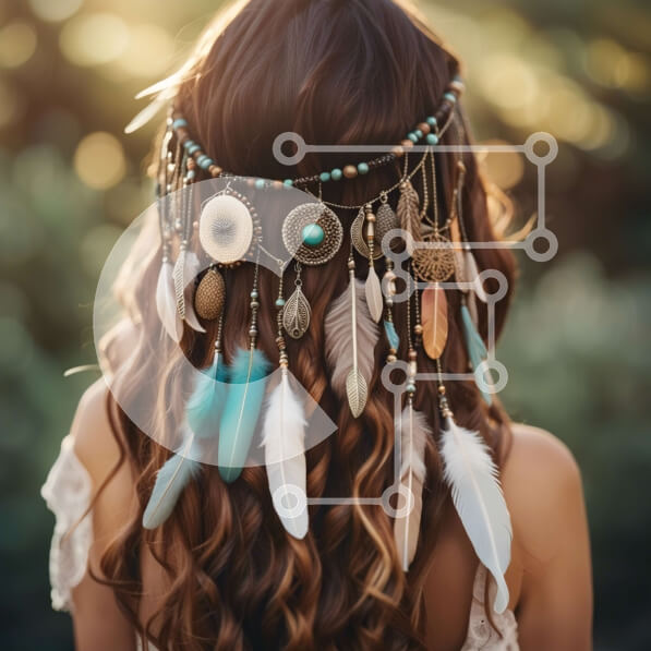 Σετ των 2 Intra Συλλεκτικό Ξύλινο Παζλ Plywood  4mm - Γαλήνια Γυναίκα με μακριά κυματιστά μαλλιά με μποέμικο στυλ Σε Ξύλινο Κουτί - Διαστάσεις: 10x10 cm – 25 κομμάτια