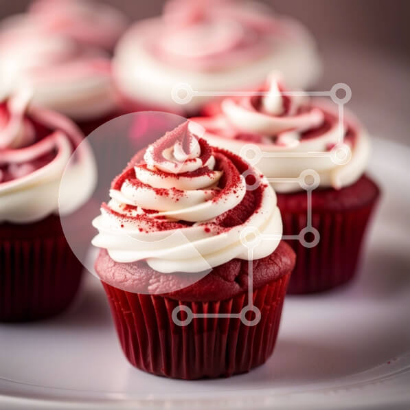 Σετ των 2 Intra Συλλεκτικό Ξύλινο Παζλ Plywood  4mm - Εύγευστα κόκκινα βελούδινα cupcakes με λευκό πάγωμα - Φωτογραφία Αρχείου Σε Ξύλινο Κουτί - Διαστάσεις: 10x10 cm – 25 κομμάτια