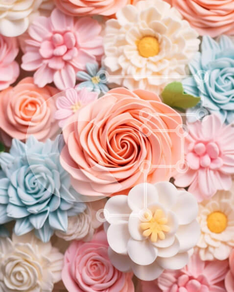 Intra Συλλεκτικό Ξύλινο Παζλ Plywood  4mm - Πολύχρωμη ανθοσυνθέσεις με ροζ, μπλε και κίτρινα λουλούδια Σε Ξύλινο Κουτί - Διαστάσεις: 10x10 cm – 25 κομμάτια