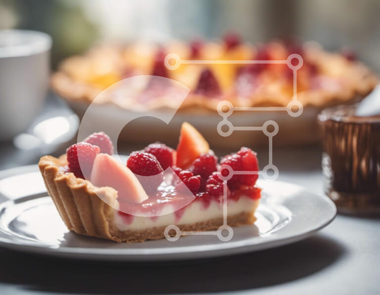 Σετ των 2 Intra Συλλεκτικό Ξύλινο Παζλ Plywood  4mm - Φέτα πίτας με μούρα και σμέουρα σε λευκά πιάτα Σε Ξύλινο Κουτί - Διαστάσεις: 10x10 cm – 25 κομμάτια