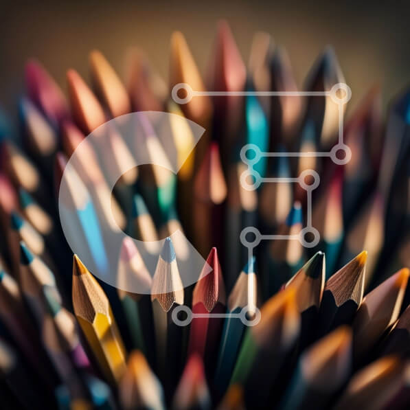 Intra Συλλεκτικό Ξύλινο Παζλ Plywood  4mm - Ζωντανή κινηματογράφηση σε πρώτο πλάνο με πολύχρωμα μολύβια σε έναν κύκλο Σε Ξύλινο Κουτί - Διαστάσεις Puzzle: 10x10 cm – 25 κομμάτια