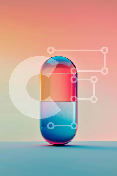 Intra Συλλεκτικό Ξύλινο Παζλ Plywood  4mm - Πολύχρωμο αιωρούμενο χάπι σε ζωντανό φόντο Σε Ξύλινο Κουτί - Διαστάσεις Puzzle: 10x10 cm – 25 κομμάτια