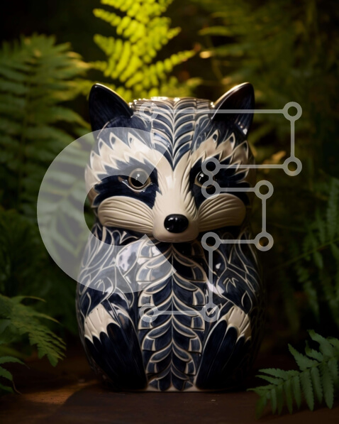 Intra Συλλεκτικό Ξύλινο Παζλ Plywood  4mm - Κεραμικό ειδώλιο ρακούν σε φυσικό περιβάλλον Σε Ξύλινο Κουτί - Διαστάσεις: 10x10 cm – 25 κομμάτια