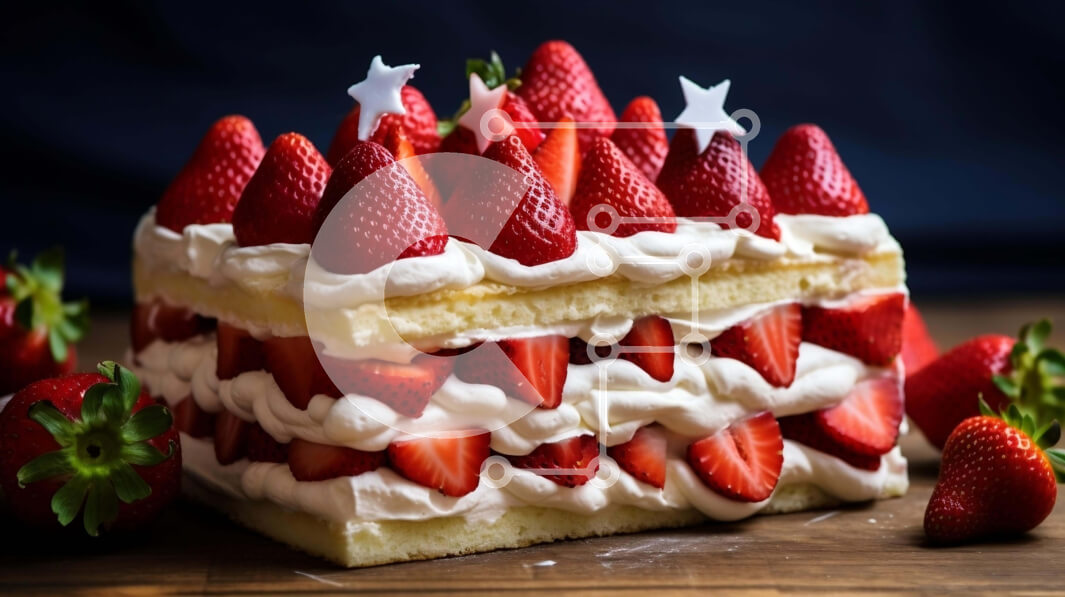 Σετ των 2 Intra Συλλεκτικό Ξύλινο Παζλ Plywood  4mm - Λαχταριστό κέικ φράουλας με σαντιγί και αστεράκια Σε Ξύλινο Κουτί - Διαστάσεις: 10x10 cm – 25 κομμάτια