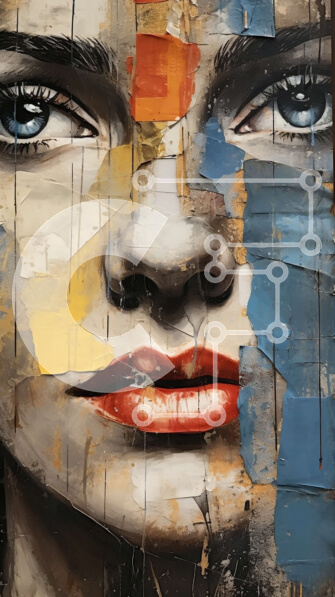 Intra Συλλεκτικό Ξύλινο Παζλ Plywood  4mm - Πολύχρωμη ζωγραφική προσώπου μιας γυναίκας Σε Ξύλινο Κουτί - Διαστάσεις Puzzle: 10x10 cm – 25 κομμάτια