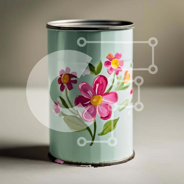 Intra Συλλεκτικό Ξύλινο Παζλ Plywood  4mm - Ζωγραφισμένο στο χέρι σχέδιο λουλουδιών σε γαλάζιο κουτί μπογιάς Σε Ξύλινο Κουτί - Διαστάσεις: 10x10 cm – 25 κομμάτια