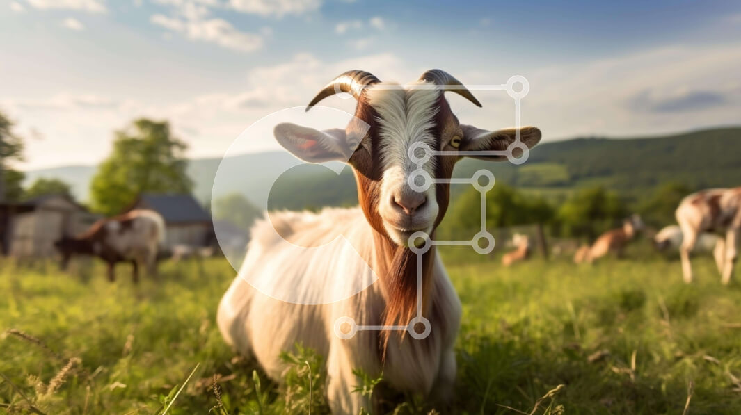 Intra Συλλεκτικό Ξύλινο Παζλ Plywood  4mm - Ομάδα κατσικιών που βόσκουν σε ένα χορταριασμένο χωράφι Σε Ξύλινο Κουτί - Διαστάσεις: 10x10 cm – 25 κομμάτια