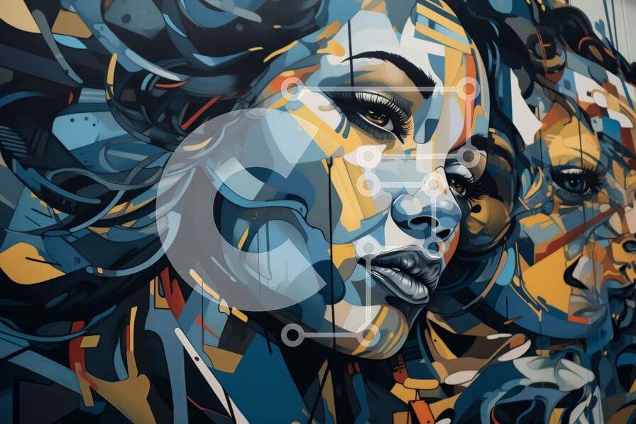 Intra Συλλεκτικό Ξύλινο Παζλ Plywood  4mm - Ζωντανά και εκφραστικά πρόσωπα γυναικών στην αφηρημένη τέχνη Σε Ξύλινο Κουτί - Διαστάσεις Puzzle: 10x10 cm – 25 κομμάτια