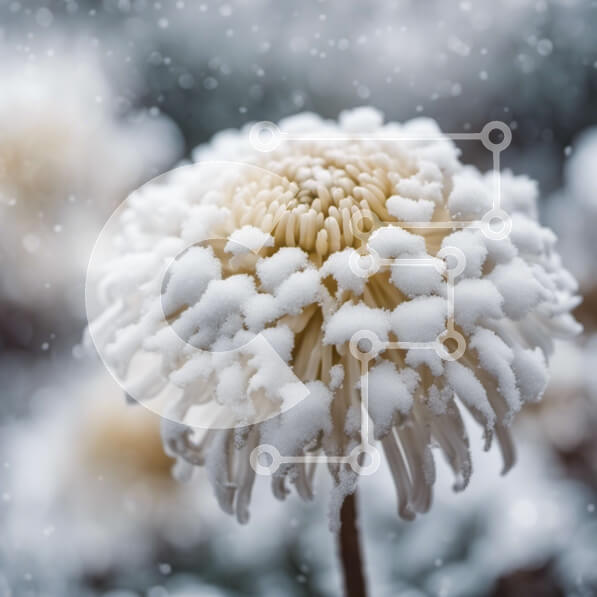 Intra Συλλεκτικό Ξύλινο Παζλ Plywood  4mm - Χιονισμένο λευκό λουλούδι το χειμώνα Σε Ξύλινο Κουτί - Διαστάσεις: 10x10 cm – 25 κομμάτια