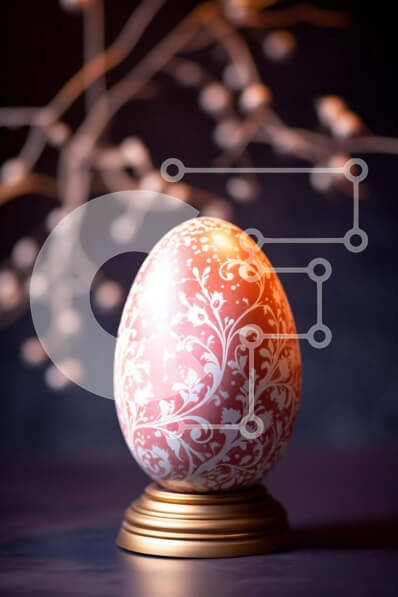 Intra Συλλεκτικό Ξύλινο Παζλ Plywood  4mm - Πασχαλινό αυγό σε χρυσό σταντ με λουλουδάτα μοτίβα Σε Ξύλινο Κουτί - Διαστάσεις: 10x10 cm – 25 κομμάτια