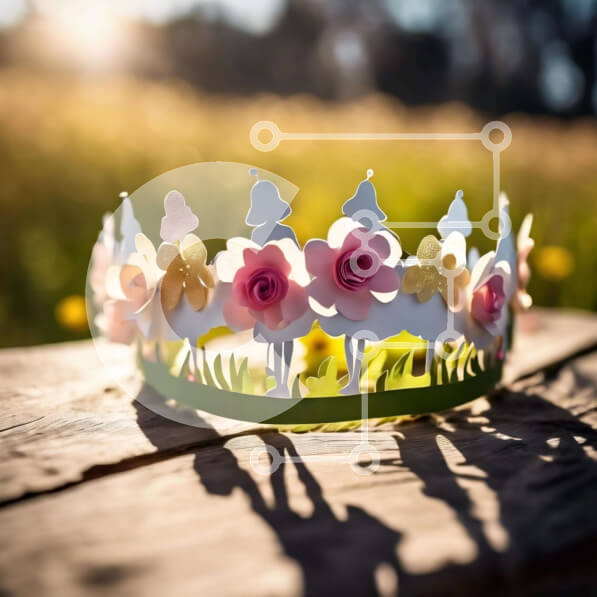 Σετ των 2 Intra Συλλεκτικό Ξύλινο Παζλ Plywood  4mm - Κορώνα από χαρτί λουλουδιών και πεταλούδων σε ξύλινο τραπέζι Σε Ξύλινο Κουτί - Διαστάσεις: 10x10 cm – 25 κομμάτια