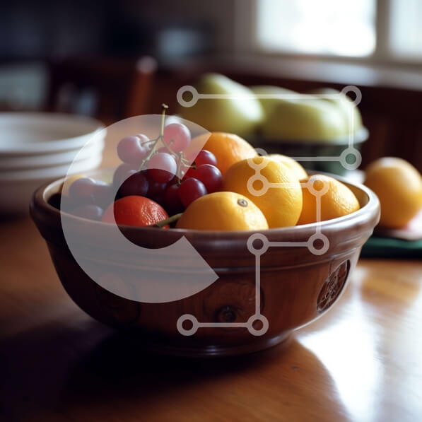 Σετ των 2 Intra Συλλεκτικό Ξύλινο Παζλ Plywood  4mm - Φρέσκο ​​και πολύχρωμο μπολ με μικτά φρούτα σε ένα ξύλινο τραπέζι Σε Ξύλινο Κουτί - Διαστάσεις: 10x10 cm – 25 κομμάτια