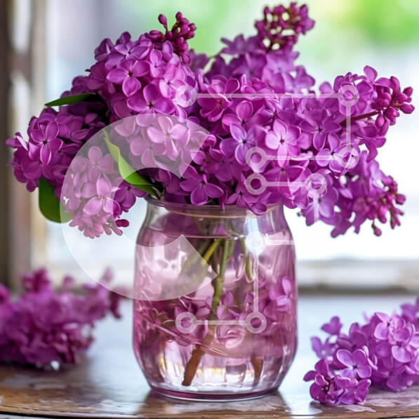 Intra Συλλεκτικό Ξύλινο Παζλ Plywood  4mm - Γυάλινο βάζο με μωβ λιλά λουλούδια Σε Ξύλινο Κουτί - Διαστάσεις: 10x10 cm – 25 κομμάτια