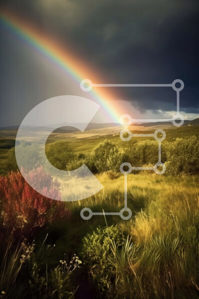 Σετ των 2 Intra Συλλεκτικό Ξύλινο Παζλ Plywood  4mm - Όμορφη εικόνα ενός ουράνιου τόξου πάνω από ένα καταπράσινο τοπίο με βουνά στο φόντο Σε Ξύλινο Κουτί - Διαστάσεις: 10x10 cm – 25 κομμάτια