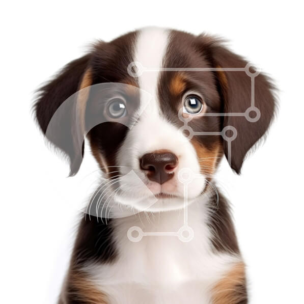 Intra Συλλεκτικό Ξύλινο Παζλ Plywood  4mm - Αξιολάτρευτο καφέ και λευκό κουτάβι που κοιτάζει ψηλά με περίεργη έκφραση Σε Ξύλινο Κουτί - Διαστάσεις: 10x10 cm – 25 κομμάτια