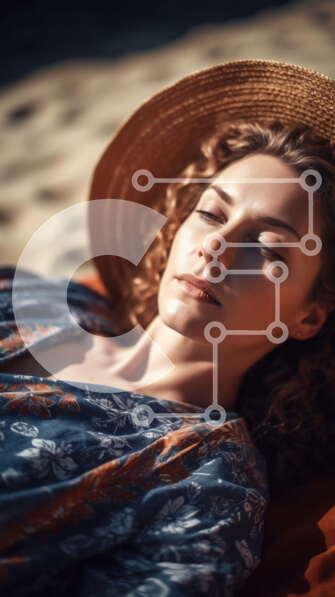 Intra Συλλεκτικό Ξύλινο Παζλ Plywood  4mm - Χαλαρωτική εικόνα μιας γυναίκας σε μια αμμώδη παραλία Σε Ξύλινο Κουτί - Διαστάσεις Puzzle: 10x10 cm – 25 κομμάτια