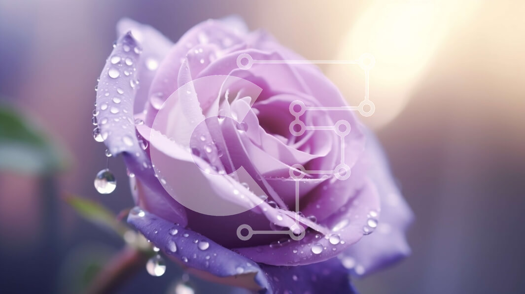 Intra Συλλεκτικό Ξύλινο Παζλ Plywood  4mm - Μωβ τριαντάφυλλο με σταγονίδια νερού - Ταπετσαρία Σε Ξύλινο Κουτί - Διαστάσεις: 10x10 cm – 25 κομμάτια