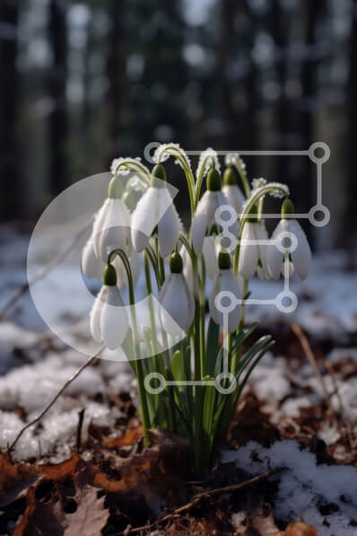 Σετ των 2 Intra Συλλεκτικό Ξύλινο Παζλ Plywood  4mm - Χιονοσταλίδες που μεγαλώνουν στο χιόνι σε ένα δάσος - Φωτογραφία Αρχείου Σε Ξύλινο Κουτί - Διαστάσεις: 10x10 cm – 25 κομμάτια