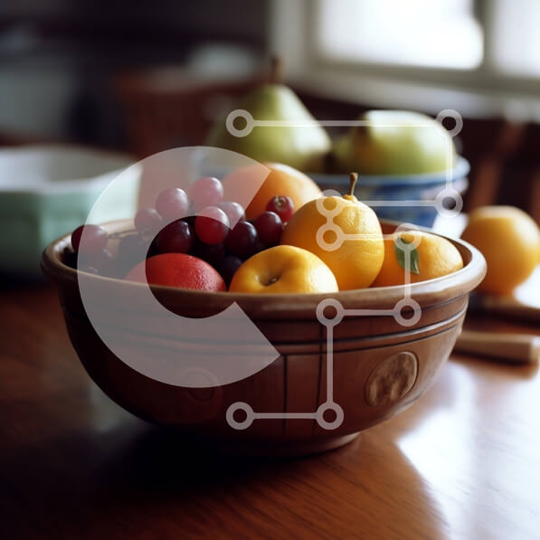 Σετ των 2 Intra Συλλεκτικό Ξύλινο Παζλ Plywood  4mm - Νόστιμο μπολ με μικτά φρούτα σε ένα ρουστίκ ξύλινο τραπέζι Σε Ξύλινο Κουτί - Διαστάσεις: 10x10 cm – 25 κομμάτια