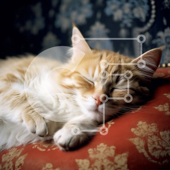 Intra Συλλεκτικό Ξύλινο Παζλ Plywood  4mm - Χαριτωμένη εικόνα της γάτας που κοιμάται στον κόκκινο καναπέ Σε Ξύλινο Κουτί - Διαστάσεις: 10x10 cm – 25 κομμάτια