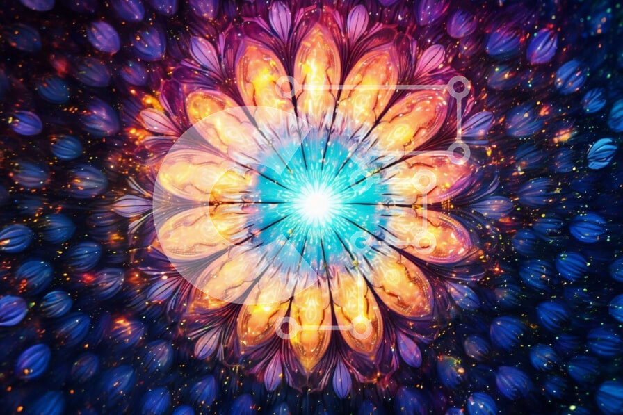 Intra Συλλεκτικό Ξύλινο Παζλ Plywood  4mm - Ζωντανή και φωτεινή αφηρημένη εικόνα με πέταλα που ακτινοβολούν Σε Ξύλινο Κουτί - Διαστάσεις Puzzle: 10x10 cm – 25 κομμάτια