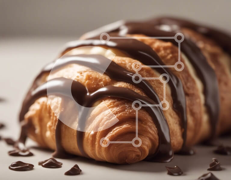 Σετ των 2 Intra Συλλεκτικό Ξύλινο Παζλ Plywood  4mm - Λαχταριστό κρουασάν με σοκολάτα και κομματάκια σοκολάτας Σε Ξύλινο Κουτί - Διαστάσεις: 10x10 cm – 25 κομμάτια