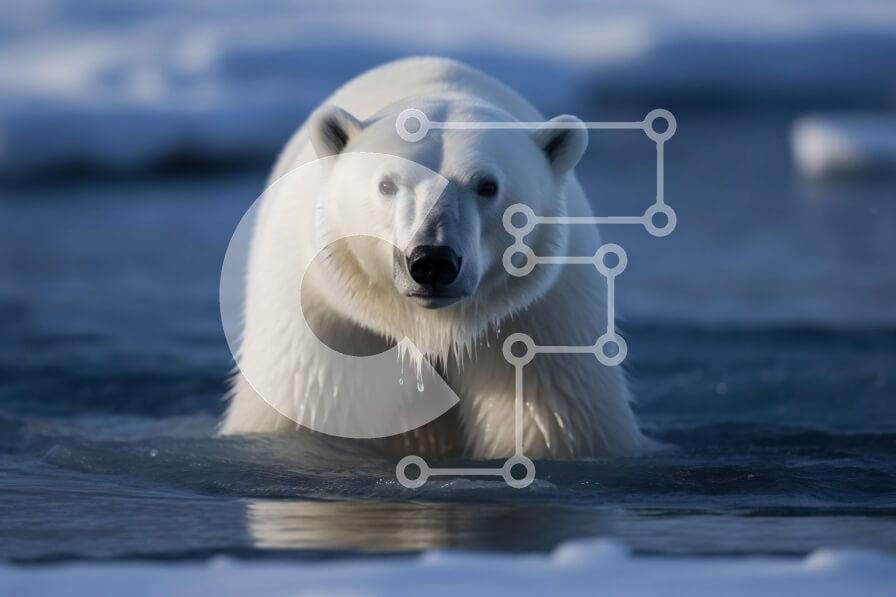 Σετ των 2 Intra Συλλεκτικό Ξύλινο Παζλ Plywood  4mm - Όμορφη εικόνα μιας πολικής αρκούδας στο νερό Σε Ξύλινο Κουτί - Διαστάσεις: 10x10 cm – 25 κομμάτια