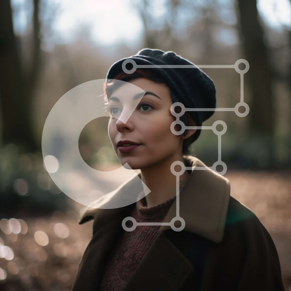 Intra Συλλεκτικό Ξύλινο Παζλ Plywood  4mm - Όμορφη εικόνα μιας γυναίκας που στέκεται σε ένα δάσος Σε Ξύλινο Κουτί - Διαστάσεις: 10x10 cm – 25 κομμάτια