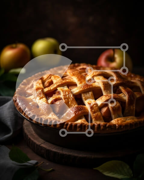 Σετ των 2 Intra Συλλεκτικό Ξύλινο Παζλ Plywood  4mm - Λαχταριστή μηλόπιτα με δικτυωτή κρούστα σε ξύλινο τραπέζι Σε Ξύλινο Κουτί - Διαστάσεις: 10x10 cm – 25 κομμάτια