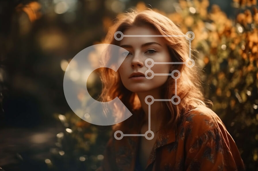 Intra Συλλεκτικό Ξύλινο Παζλ Plywood  4mm - Όμορφη εικόνα μιας νεαρής γυναίκας σε ένα χωράφι με λουλούδια και δέντρα Σε Ξύλινο Κουτί - Διαστάσεις: 10x10 cm – 25 κομμάτια