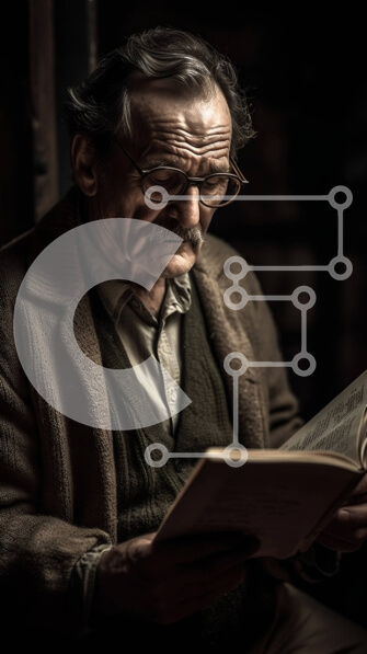 Intra Συλλεκτικό Ξύλινο Παζλ Plywood  4mm - Ηλικιωμένος που διαβάζει ένα βιβλίο σε ένα άνετο δωμάτιο Σε Ξύλινο Κουτί - Διαστάσεις Puzzle: 10x10 cm – 25 κομμάτια