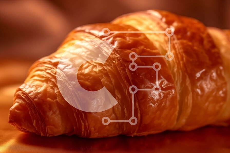 Σετ των 2 Intra Συλλεκτικό Ξύλινο Παζλ Plywood  4mm - Όμορφη εικόνα ενός ξεφλουδισμένου κρουασάν σε ένα πιάτο Σε Ξύλινο Κουτί - Διαστάσεις: 10x10 cm – 25 κομμάτια