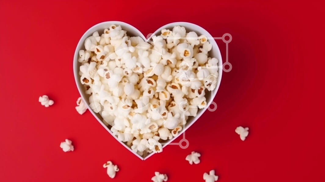 Σετ των 2 Intra Συλλεκτικό Ξύλινο Παζλ Plywood  4mm - Μπολ ποπ κορν σε σχήμα καρδιάς σε κόκκινο φόντο Σε Ξύλινο Κουτί - Διαστάσεις: 10x10 cm – 25 κομμάτια