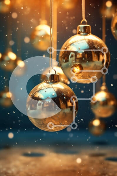 Intra Συλλεκτικό Ξύλινο Παζλ Plywood  4mm - Όμορφη εικόνα με χρυσά χριστουγεννιάτικα στολίδια σε κορδόνι Σε Ξύλινο Κουτί - Διαστάσεις: 10x10 cm – 25 κομμάτια