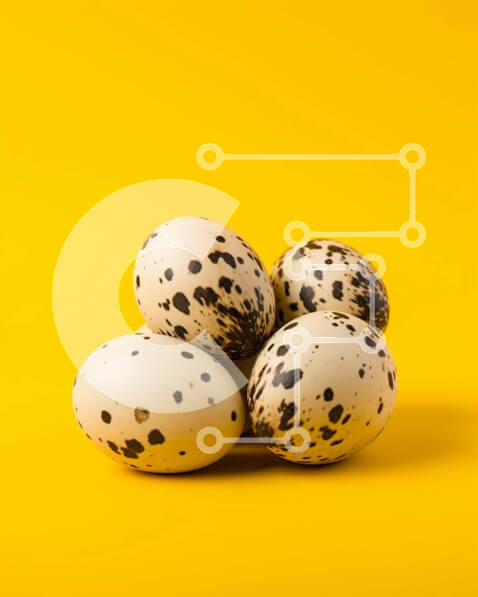 Σετ των 2 Intra Συλλεκτικό Ξύλινο Παζλ Plywood  4mm - Αυγά ορτυκιού σε κίτρινο φόντο Σε Ξύλινο Κουτί - Διαστάσεις: 10x10 cm – 25 κομμάτια