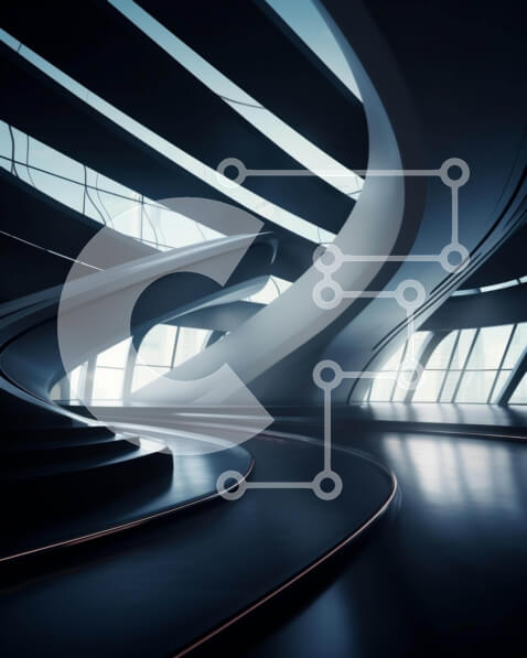 Intra Συλλεκτικό Ξύλινο Παζλ Plywood  4mm - Φουτουριστικό εσωτερικό κτιρίου με καμπύλες σκάλες και παράθυρα Σε Ξύλινο Κουτί - Διαστάσεις Puzzle: 10x10 cm – 25 κομμάτια