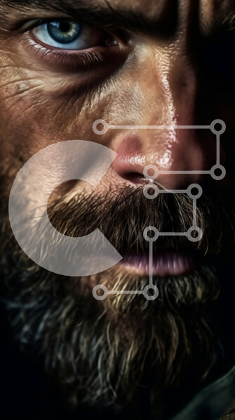 Intra Συλλεκτικό Ξύλινο Παζλ Plywood  4mm - Έντονο κοντινό πλάνο αντρικού προσώπου Σε Ξύλινο Κουτί - Διαστάσεις Puzzle: 10x10 cm – 25 κομμάτια