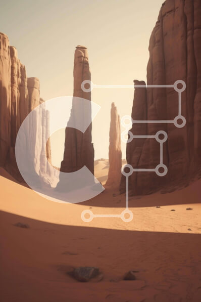 Σετ των 2 Intra Συλλεκτικό Ξύλινο Παζλ Plywood  4mm - Έρημο τοπίο με ψηλούς βράχους Σε Ξύλινο Κουτί - Διαστάσεις: 10x10 cm – 25 κομμάτια