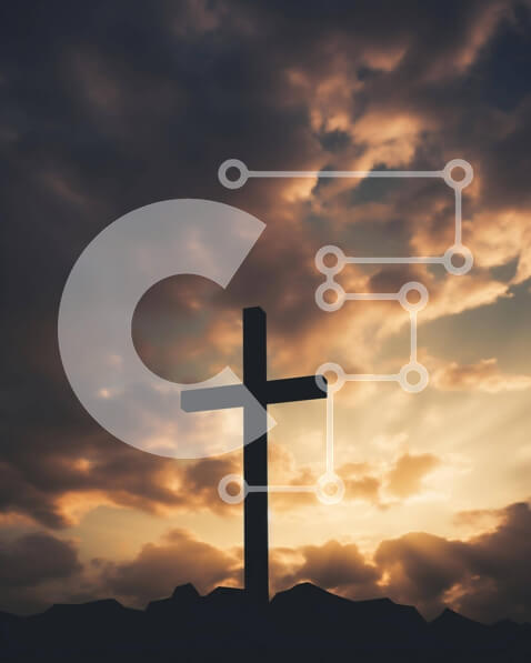 Intra Συλλεκτικό Ξύλινο Παζλ Plywood  4mm - Μεγάλος Σταυρός με Σύννεφα στο Φόντο Σε Ξύλινο Κουτί - Διαστάσεις Puzzle: 10x10 cm – 25 κομμάτια