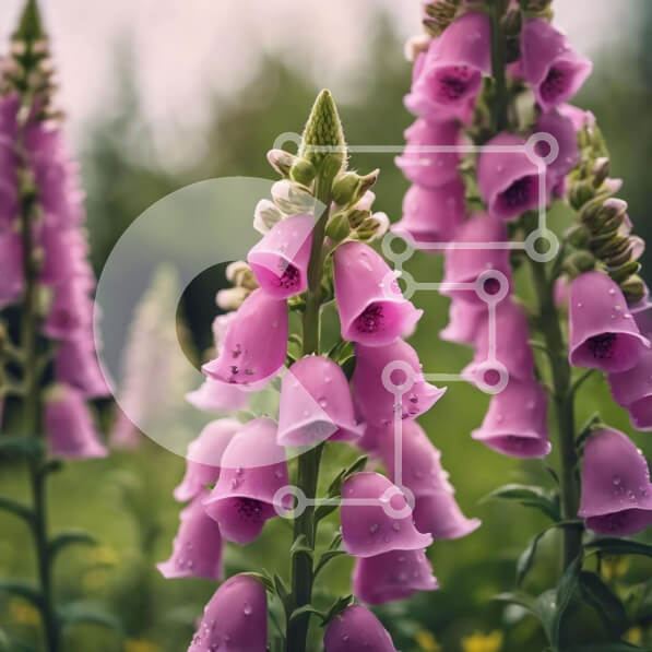 Intra Συλλεκτικό Ξύλινο Παζλ Plywood  4mm - Ομάδα ροζ λουλουδιών αλεπούδων σε ένα χωράφι Σε Ξύλινο Κουτί - Διαστάσεις: 10x10 cm – 25 κομμάτια