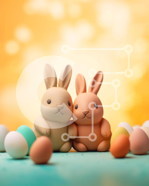 Intra Συλλεκτικό Ξύλινο Παζλ Plywood  4mm - Πασχαλινό λαγουδάκι και πολύχρωμα αυγά για τον εορτασμό του Πάσχα Σε Ξύλινο Κουτί - Διαστάσεις: 10x10 cm – 25 κομμάτια