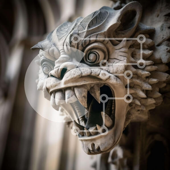 Intra Συλλεκτικό Ξύλινο Παζλ Plywood  4mm - Μεγάλο περίτεχνο άγαλμα ζώου στο κτίριο Σε Ξύλινο Κουτί - Διαστάσεις Puzzle: 10x10 cm – 25 κομμάτια