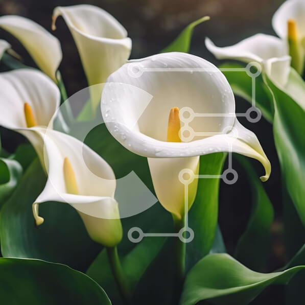 Intra Συλλεκτικό Ξύλινο Παζλ Plywood  4mm - Ανθισμένα λευκά κρίνα κάλλας σε πράσινο φύλλωμα Σε Ξύλινο Κουτί - Διαστάσεις: 10x10 cm – 25 κομμάτια